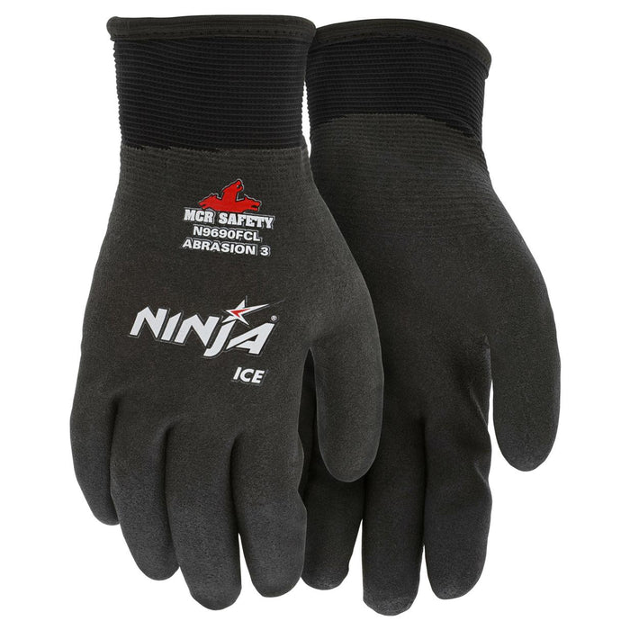 MCR Safety Ninja Ice Fully Coated HPT Gloves - 15 Gauge Nylon Shell - Black - N9690FC