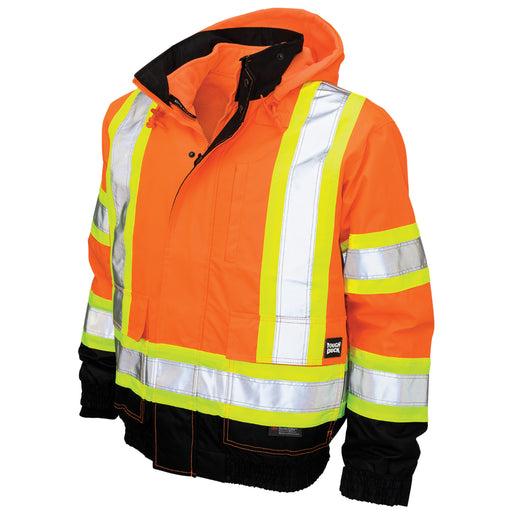 Tough Duck Poly Oxford 3-In-1 Hi-Vis Safety Bomber Jacket with Fleece Liner - S413