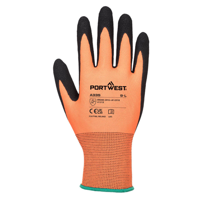 Portwest® Dermi-Grip NPR15 Nitrile Sandy Glove - Orange / Black - A335