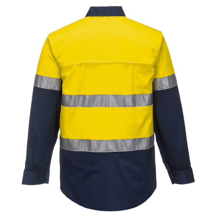 Portwest® Iona Enhanced Cotton Shirt with Reflective Tape - Yellow / Navy - F145