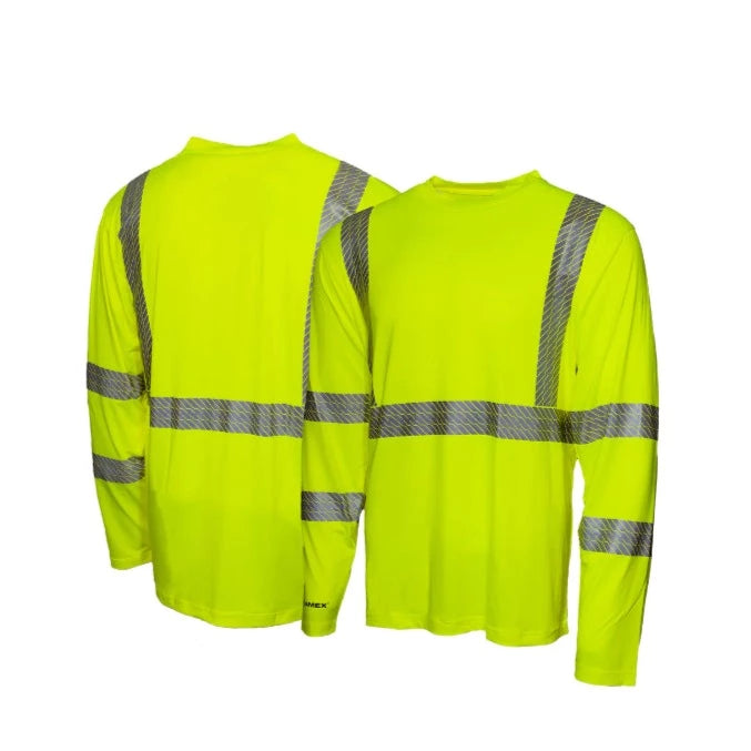 Pyramex Hi-Vis Long Sleeve Moisture Wicking Safety T - Shirt - RLP1 Series