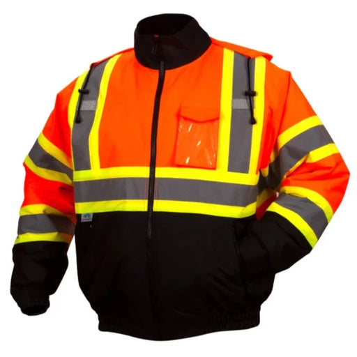 Pyramex Hi Vis Waterproof X-Back Two-Tone Bomber Safety Jacket - ANSI Class 3 - RCJ32