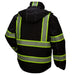 Pyramex Reflective Parka - Waterproof Black Safety Jacket - ANSI Class 1 - RPB35