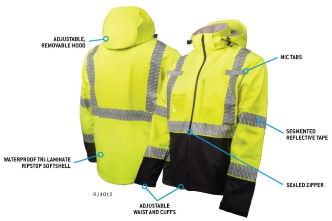 Pyramex Hi-Vis Waterproof Jacket - ANSI Class 3 - Lime - RJ40