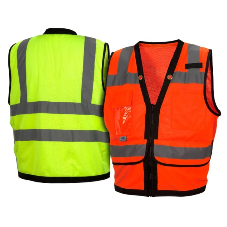 Pyramex® Heavy Duty Surveyor Zipper Safety Vest - Type R ANSI Class 2 ...