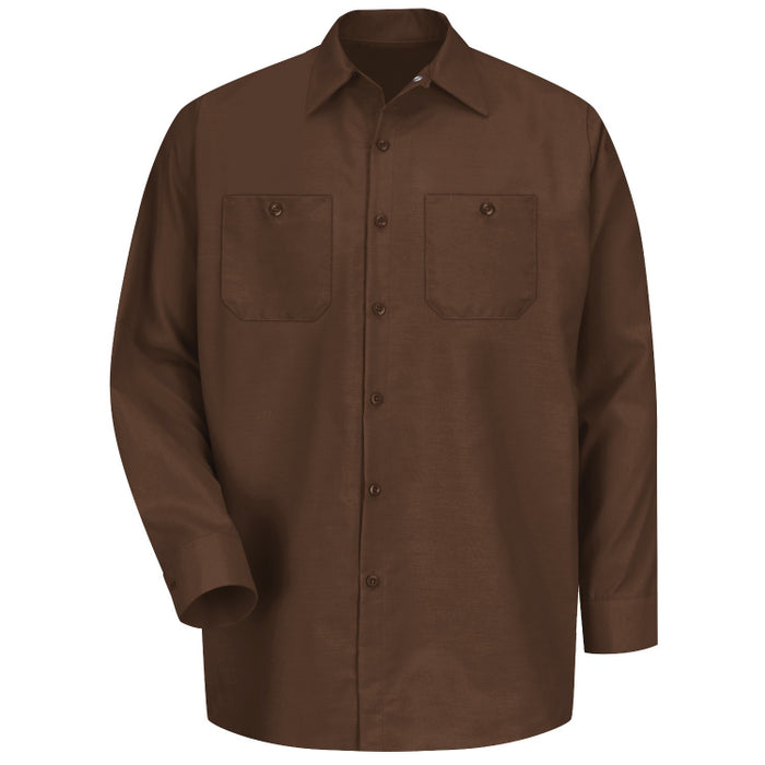 Red Kap® Men's Long Sleeve Industrial Work Shirt - Chocolate Brown - SP14