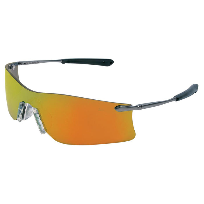 MCR Safety Rubicon T4 Safety Glasses - Silver Metal Frame - Fire Mirror Lens - T411R