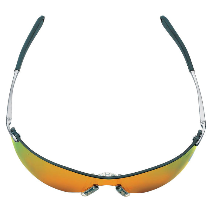 MCR Safety Rubicon T4 Safety Glasses - Silver Metal Frame - Fire Mirror Lens - T411R