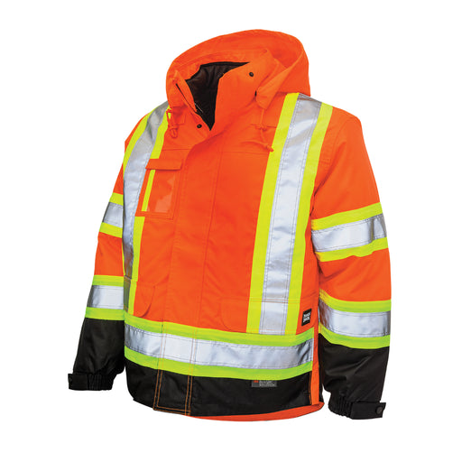 Tough Duck Poly Oxford 5-in-1 Safety Jacket with Quick Release Hoodie - S426