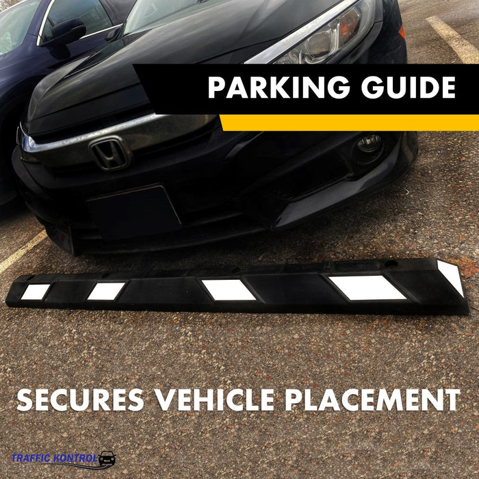 Parking Block - 6 Foot Long - Rubber Curb Wheel Stop - With Installation Lag Bolts - White