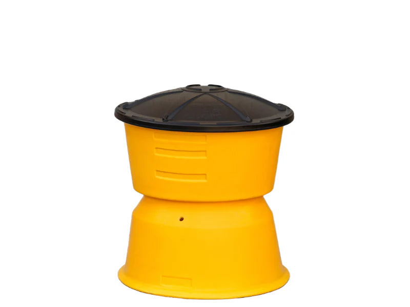 Traffix Devices Big Sandy Inertial Sand Barrel Attenuator - Pedestal & Lid - 38"(L) x 24"(W) - Yellow