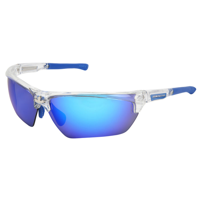 MCR Safety Dominator DM3 Safety Glasses - Blue/Clear Frame - Blue Mirror Lens - DM1328B