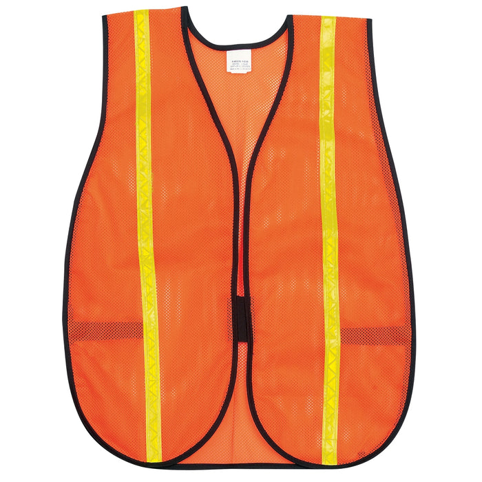 MCR Safety Non ANSI 3/4" Reflective Stripes Mesh Safety Vest - Orange - V211R