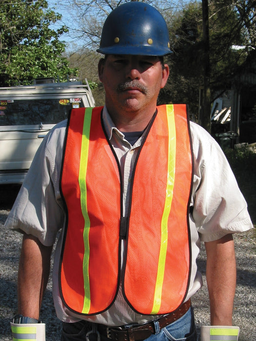 MCR Safety Non ANSI 3/4" Reflective Stripes Mesh Safety Vest - Orange - V211R