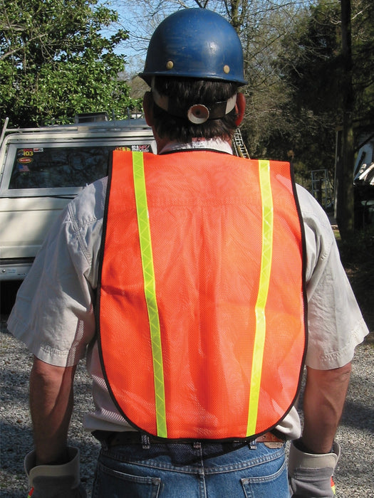 MCR Safety Non ANSI 3/4" Reflective Stripes Mesh Safety Vest - Orange - V211R