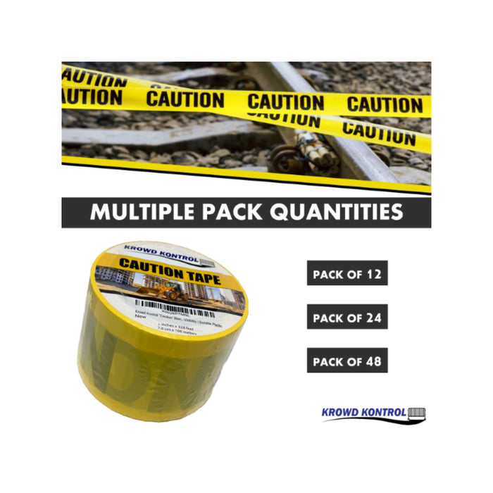 328' Ft Long Caution Barricade Tape Roll - 3" Wide - Yellow