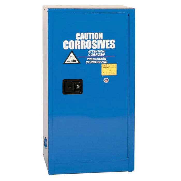 Safety Storage Cabinet 16 Gallon - Acid & Corrosive - 1 Self Closing Door - 1 Shelf - Blue