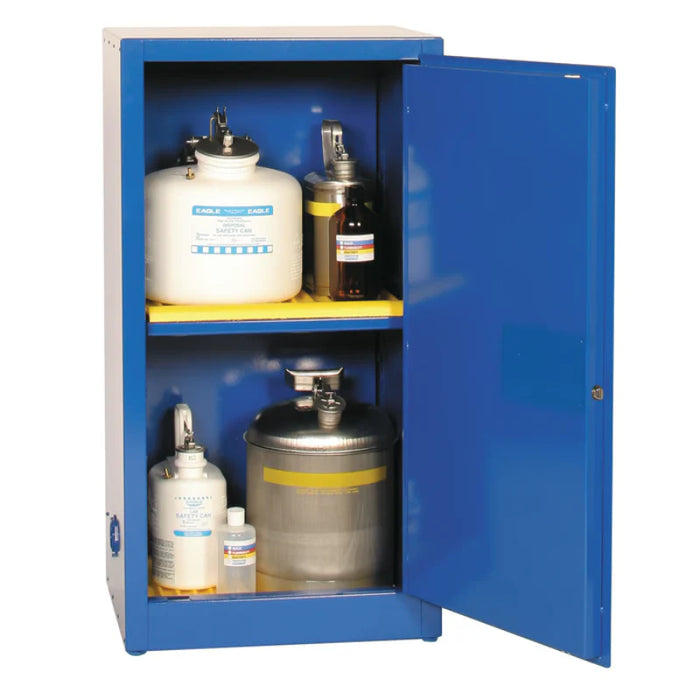 Safety Storage Cabinet 16 Gallon - Acid & Corrosive - 1 Manual Door - 1 Shelf - Blue