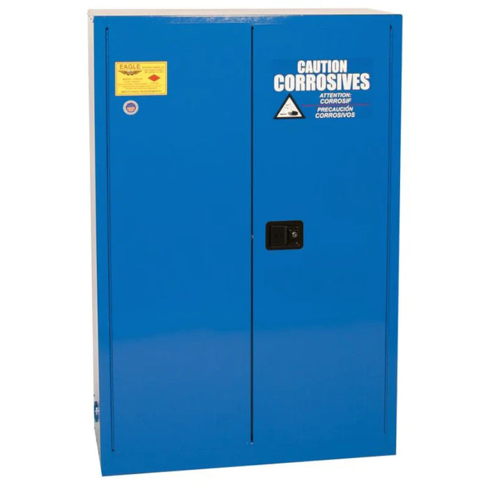 Safety Storage Cabinet 45 Gallon - Acid & Corrosive - 2 Self Closing Door - 2 Shelves - Blue