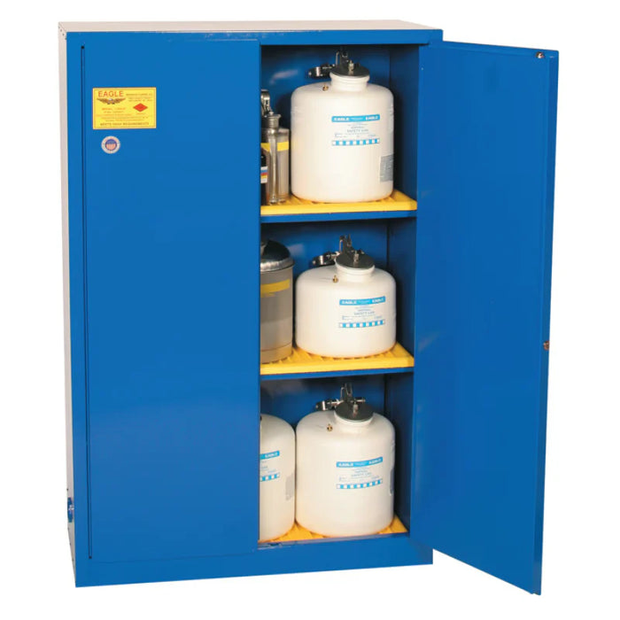 Safety Storage Cabinet 45 Gallon - Acid & Corrosive - 2 Manual Doors - 2 Shelves - Blue