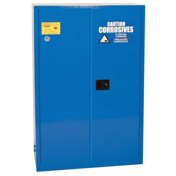 Safety Storage Cabinet 45 Gallon - Acid & Corrosive - 2 Manual Doors - 2 Shelves - Blue