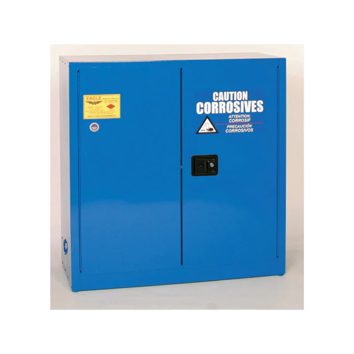 Safety Storage Cabinet 30 Gallon - Acid & Corrosive - 2 Self Closing Doors - 1 Shelf - Blue