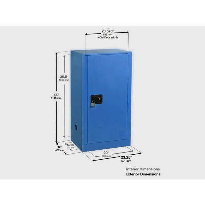 Safety Storage Cabinet 16 Gallon - Acid & Corrosive - 1 Manual Door - 1 Shelf - Blue