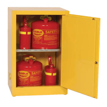 Safety Storage Cabinet 12 Gallon - Flammable - 1 Manual Door - 1 Shelf - Yellow