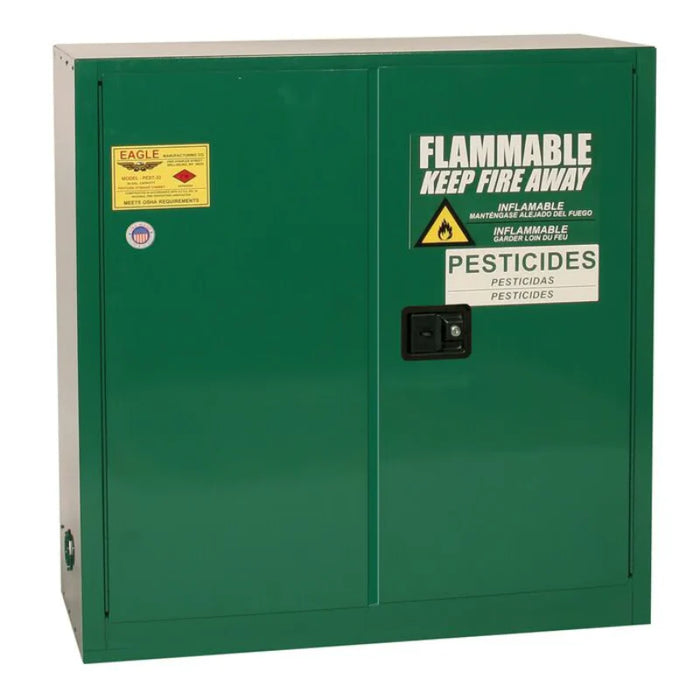 Safety Storage Cabinet 30 Gallon - Pesticides - 2 Manual Doors - 1 Shelf - Green