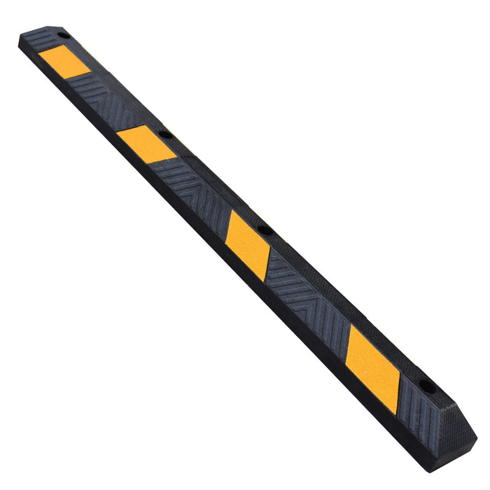 Parking Curb Block - 6 ft Long Wheel Stop - Yellow / Black Striped Rubber