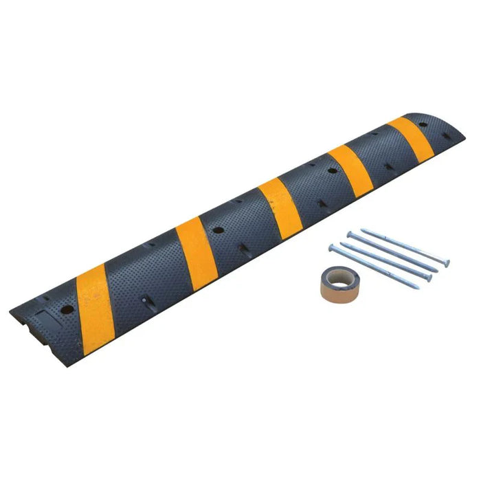 vestil-speed-bump-end-caps-molded-rubber-black-with-yellow-stripes-concrete-hardware