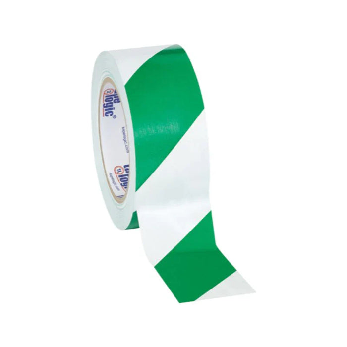 Tape Logic® Striped Vinyl Tape - 7 Mil - 1" x 36 yds. - Green/White