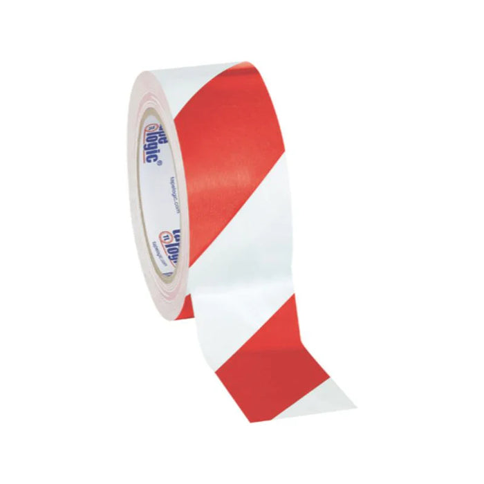 Tape Logic® Striped Vinyl Tape - 7 Mil - 1" x 36 yds. - Red/White