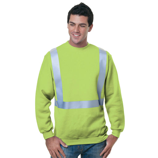 BAYSIDE® MADE IN USA Hi Vis Crew Neck Solid Striping - 3792 - Safety Vests and More