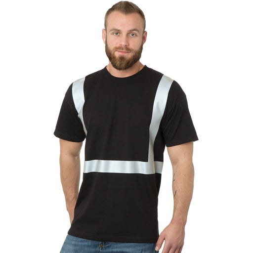 BAYSIDE® MADE IN USA Hi-Vis 50/50 Crew Solid Striping - 3752 - Safety Vests and More