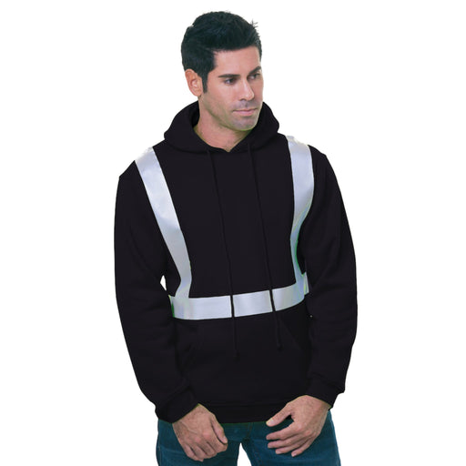 BAYSIDE® MADE IN USA Hi Vis Pullover Hoodie Solid Striping - 3796 - Safety Vests and More