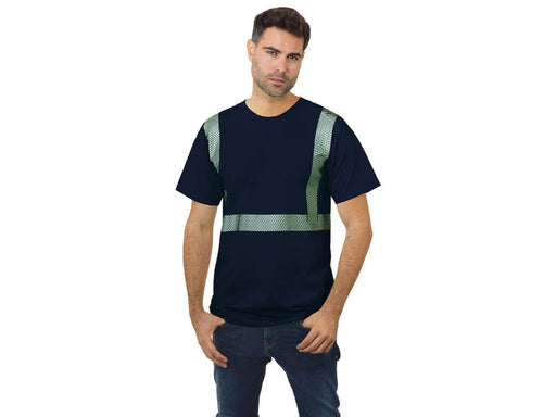 BAYSIDE® MADE IN USA Hi-Vis Crew 50/50 Segmented Striping - 3702 - Safety Vests and More