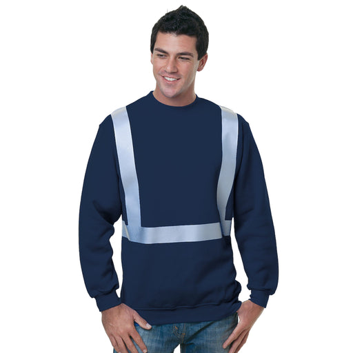 BAYSIDE® MADE IN USA Hi Vis Crew Neck Solid Striping - 3792 - Safety Vests and More