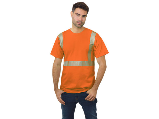 BAYSIDE® MADE IN USA Hi-Vis Crew 50/50 Segmented Striping - 3702 - Safety Vests and More