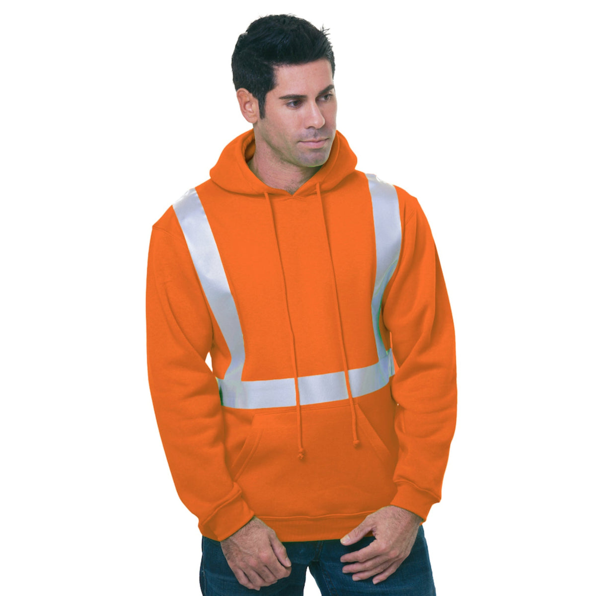 BAYSIDE® MADE IN USA Hi Vis Pullover Hoodie Solid Striping - 3796