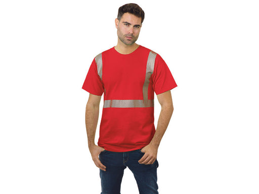 BAYSIDE® MADE IN USA Hi-Vis Crew 50/50 Segmented Striping - 3702 - Safety Vests and More