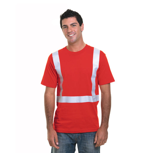 BAYSIDE® MADE IN USA Hi-Vis Performance Crew Solid Striping - 3755 - Safety Vests and More