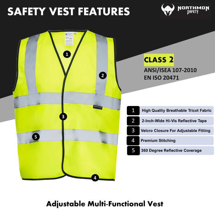 Two Band High Visibility Solid Safety Vest - 101 Series - ANSI Class 2 ...
