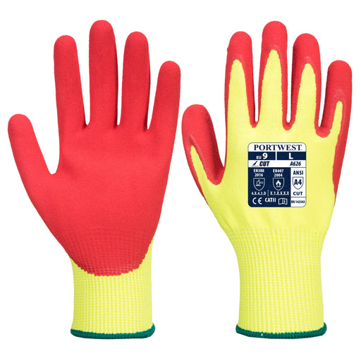 Hyper Tough HPPE ANSI A4 Anti Cut PU Coated Work Gloves, Full