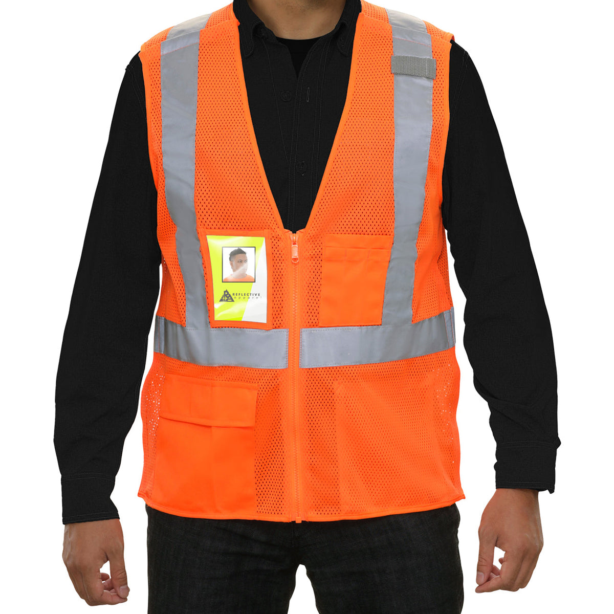 Reflective Apparel Safety Vest 5pt Breakaway X-Back Zip Mesh ANSI